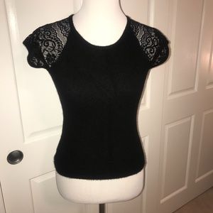 Gorgeous 100% Cashmere and Lace Cap Sleeve Top Size XS